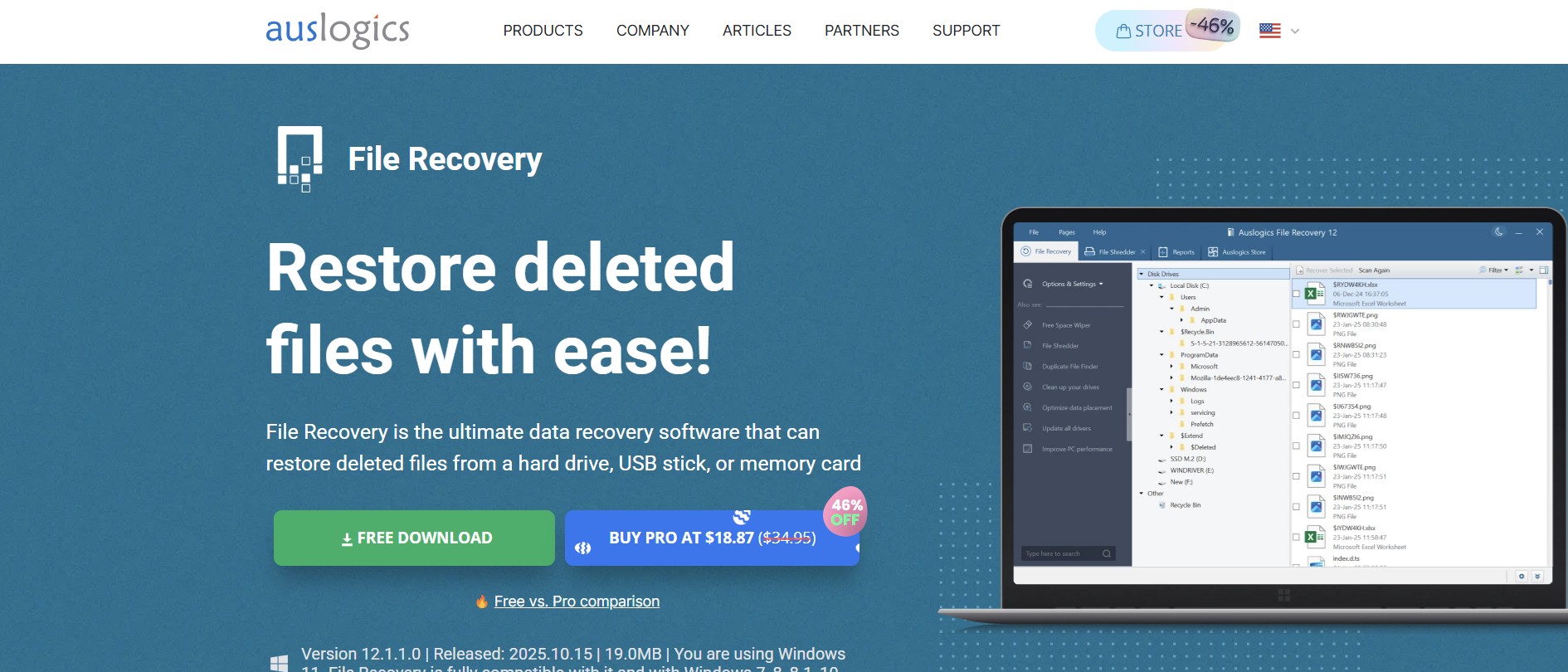 Auslogics File Recovery hero image