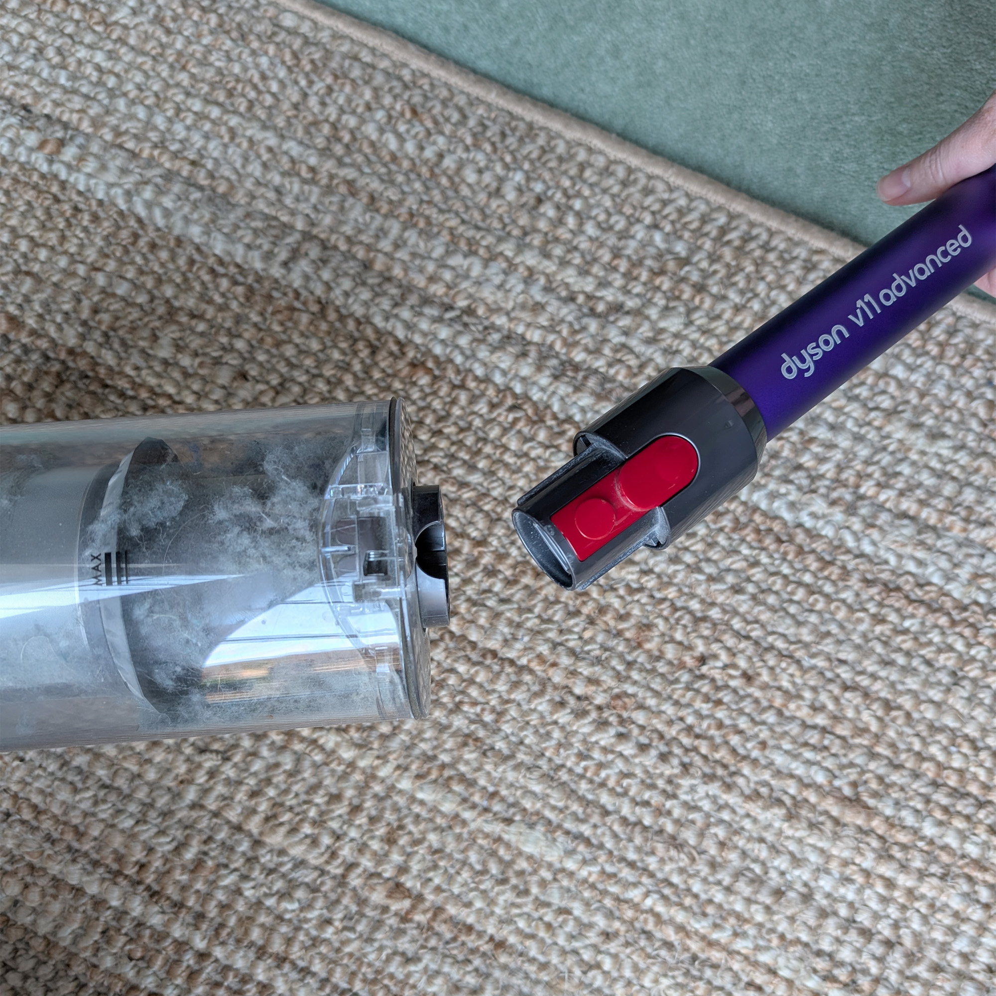 The Dyson V11 Advanced being tested at home