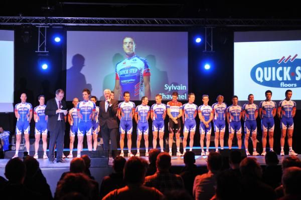 Sylvain Chavanel is introduced at the Quick Step presentation