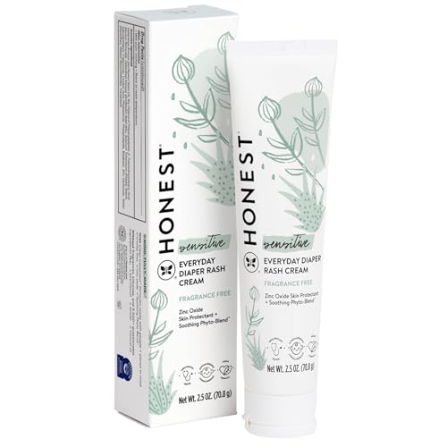 The Honest Company Hypoallergenic Diaper Rash Cream, Moisturizing, Calming Zinc Oxide Ointment, Nea Recognized Cruelty-Free, 2.5 Oz