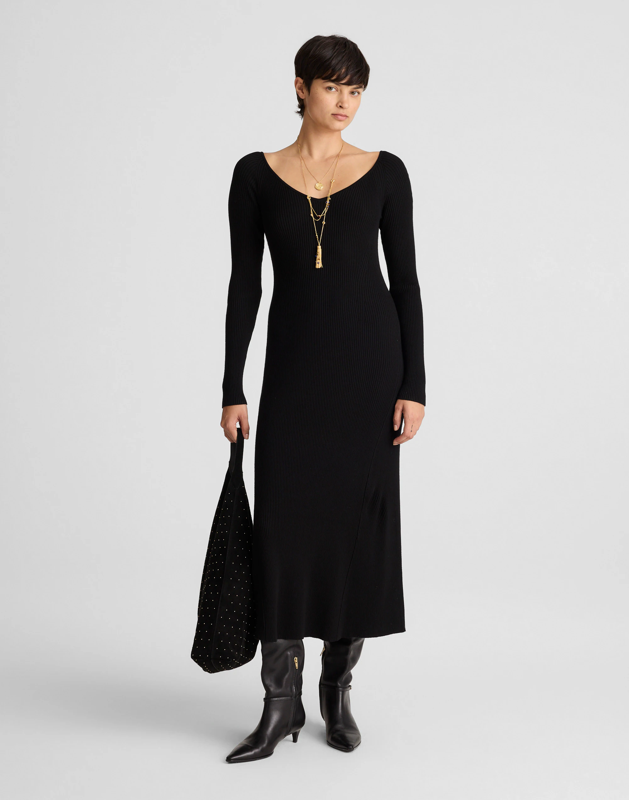 The Signature Knit V-Neck Midi Dress