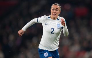 Lucy Bronze playing against the Netherlands in the UEFA Women's Nations League