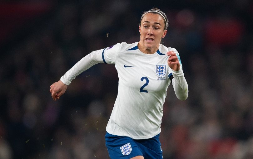 Lucy Bronze playing against the Netherlands in the UEFA Women&#039;s Nations League