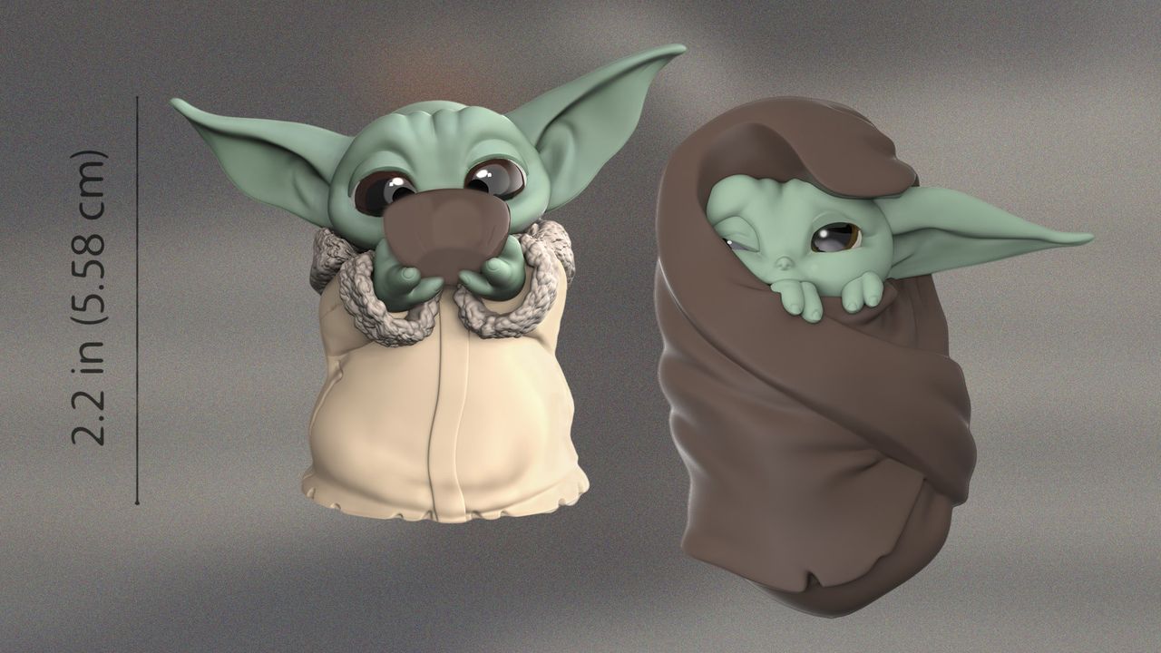 These little "Baby Yoda" figures sip broth and cuddle in a blanket.