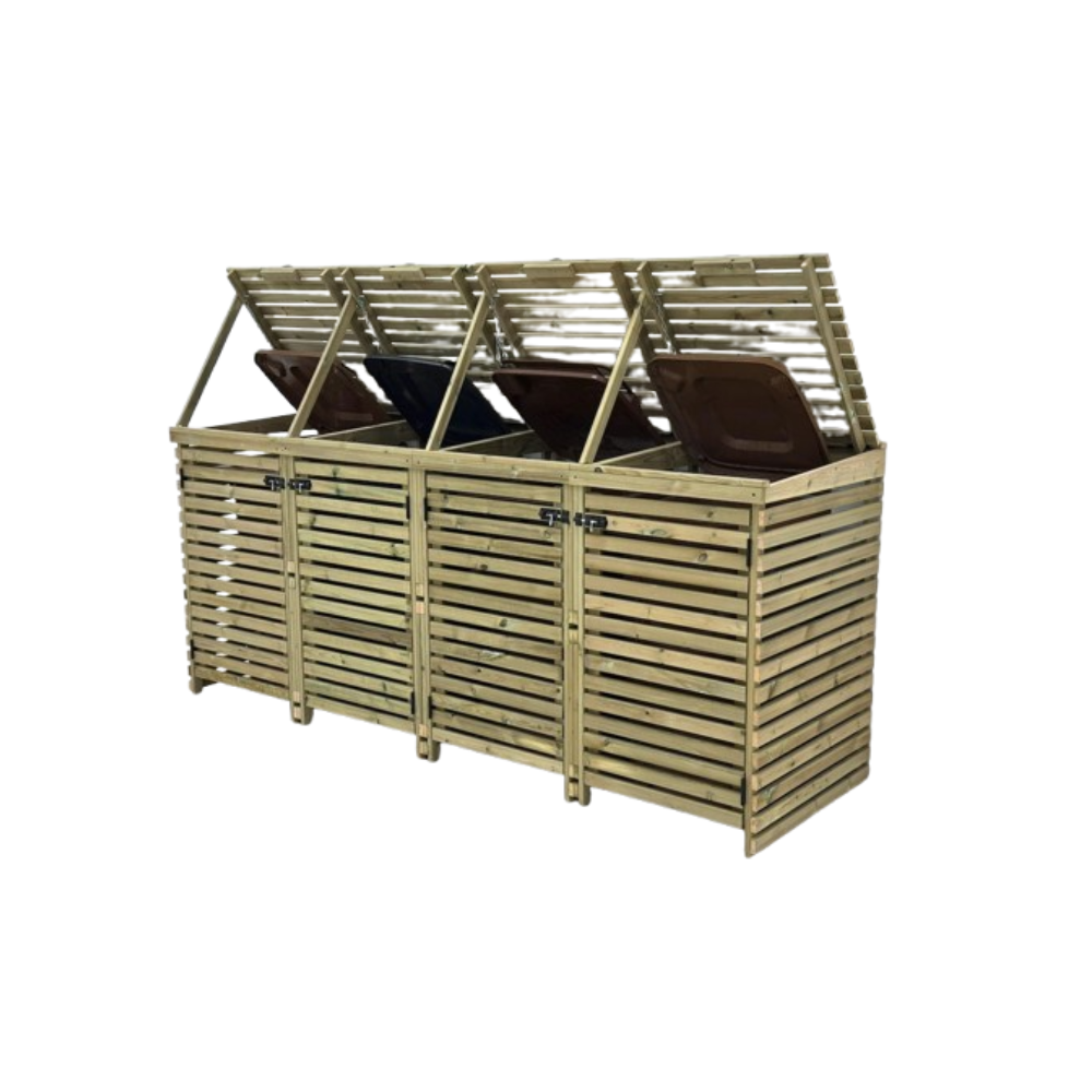 Wooden slatted wheelie bin storage