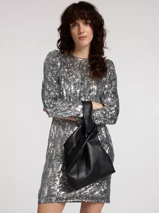 Selected Femme Fari Sequin Dress, Silver