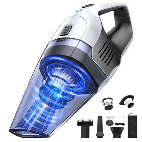 Handheld Vacuum Cleaner, Powerful Suction Portable Lightweight Hand Held Vacum Cordless With 25-30mins Long Runtime Rechargeable Battery Quick Charge for Home Car Carpet Stairs Pet Hair Cleaning