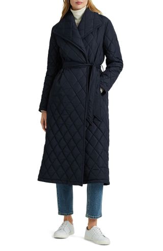 Diamond Quilted Belted Water Resistant Jacket