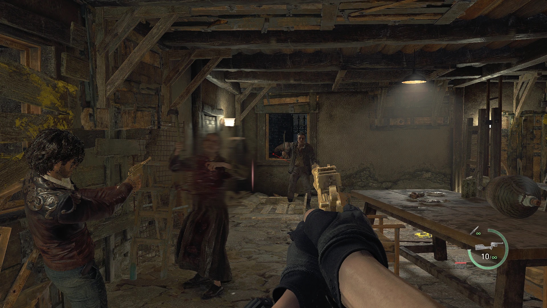 Resident Evil 4 gameplay from a first person perspective