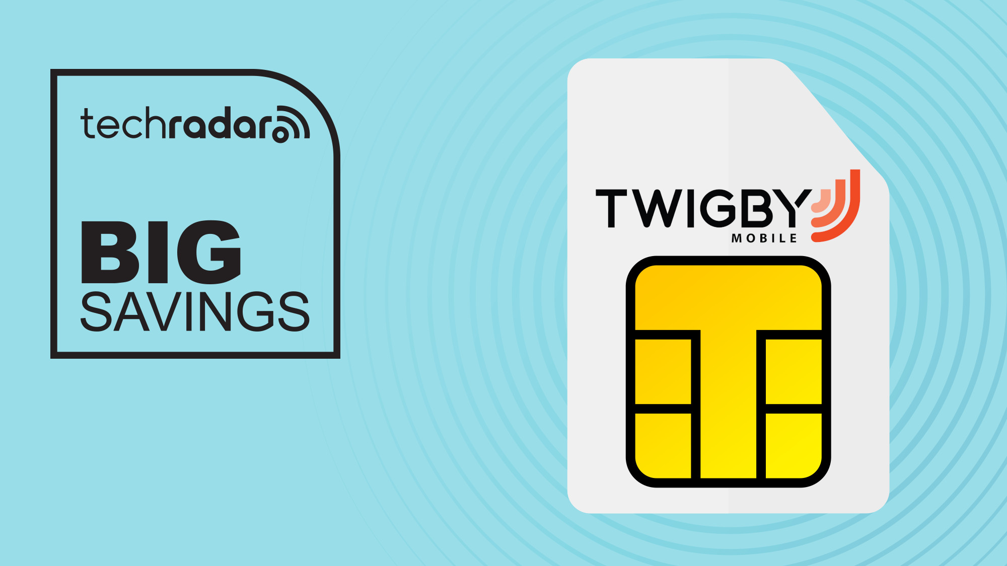 Twigby branded sim card on blue background with big savings text overlay