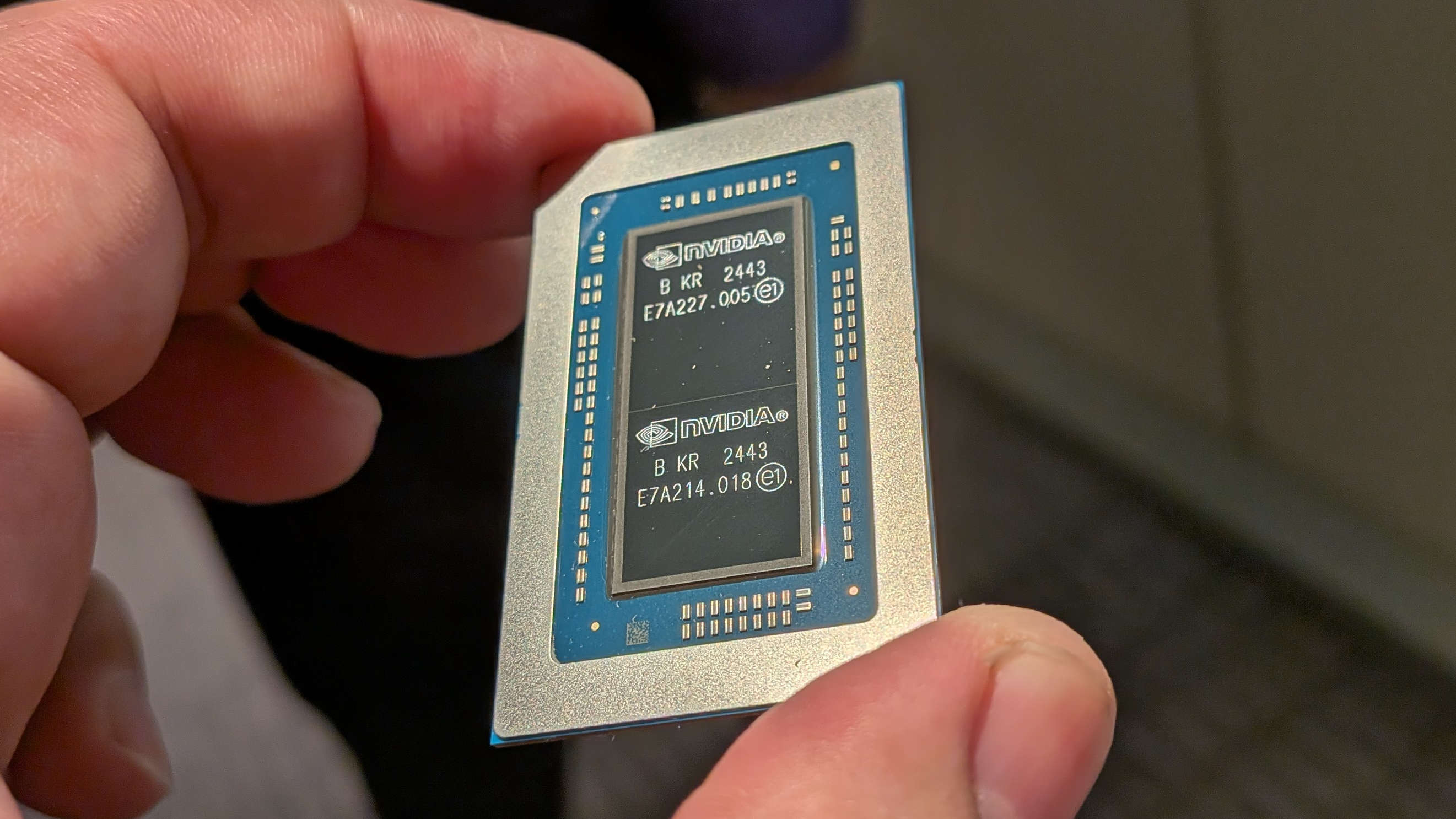 Dave holding an Nvidia RTX Spark chip in his hand