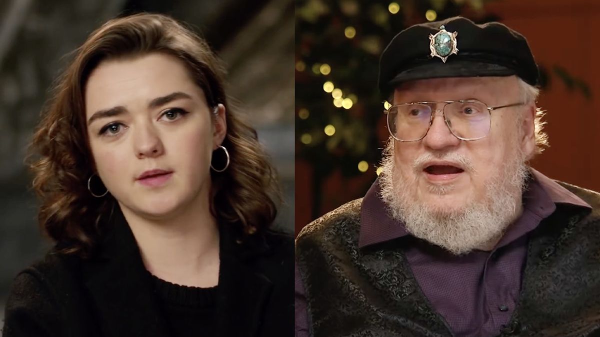 Maisie Williams looks introspective as she discusses Arya Stark&#039;s character arc across GOT, particularly in the final season, when George R.R. Martin answers questions about House of Dragons on HBO.