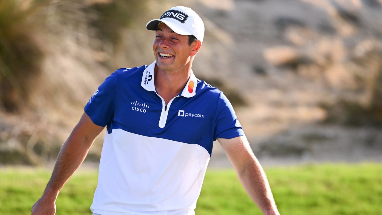 Viktor Hovland during a practice round before the Hero World Challenge