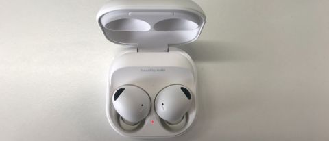 Samsung Galaxy Buds 2 Pro on a white table