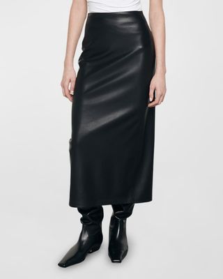 Ankle-Length Faux Leather Skirt