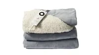Relaxwell by Dreamland Luxury Velvety Heated Throw in grey and white
