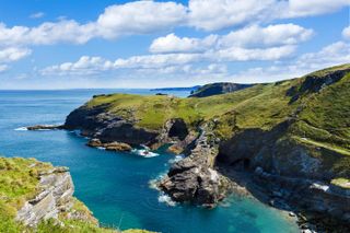 View along coast from ruins of Tintagel Castle.