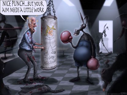 Political Cartoon U.S. Joe Biden Democrats Trump Punching Bag