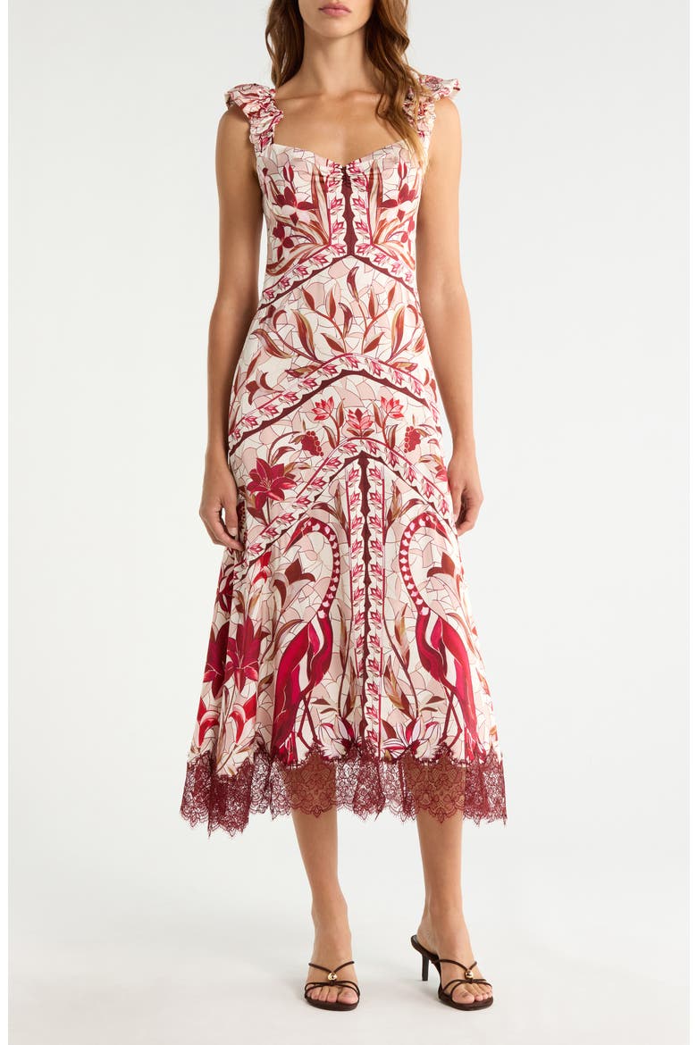 Stained Glass Lace Trim Maxi Dress