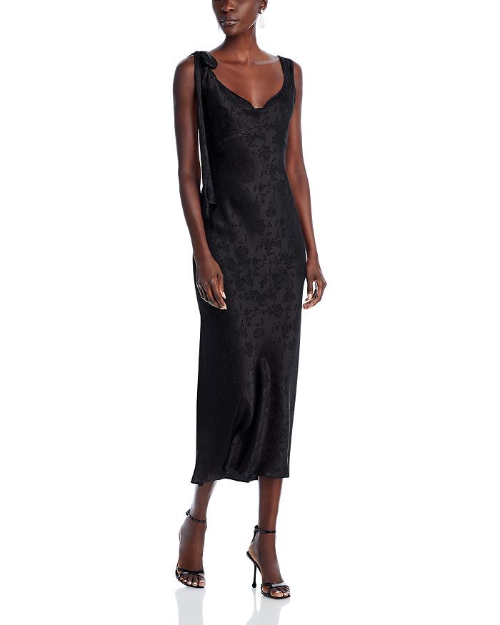 silk jacquard dress in black
