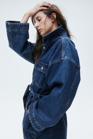 Tie-Belt Denim Jacket