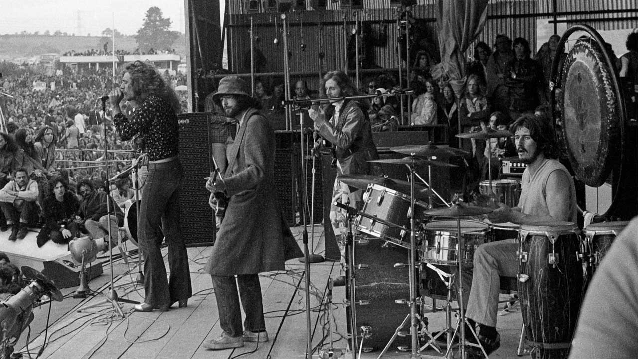 Led Zeppelin onstage at the Bath Festival, 1970