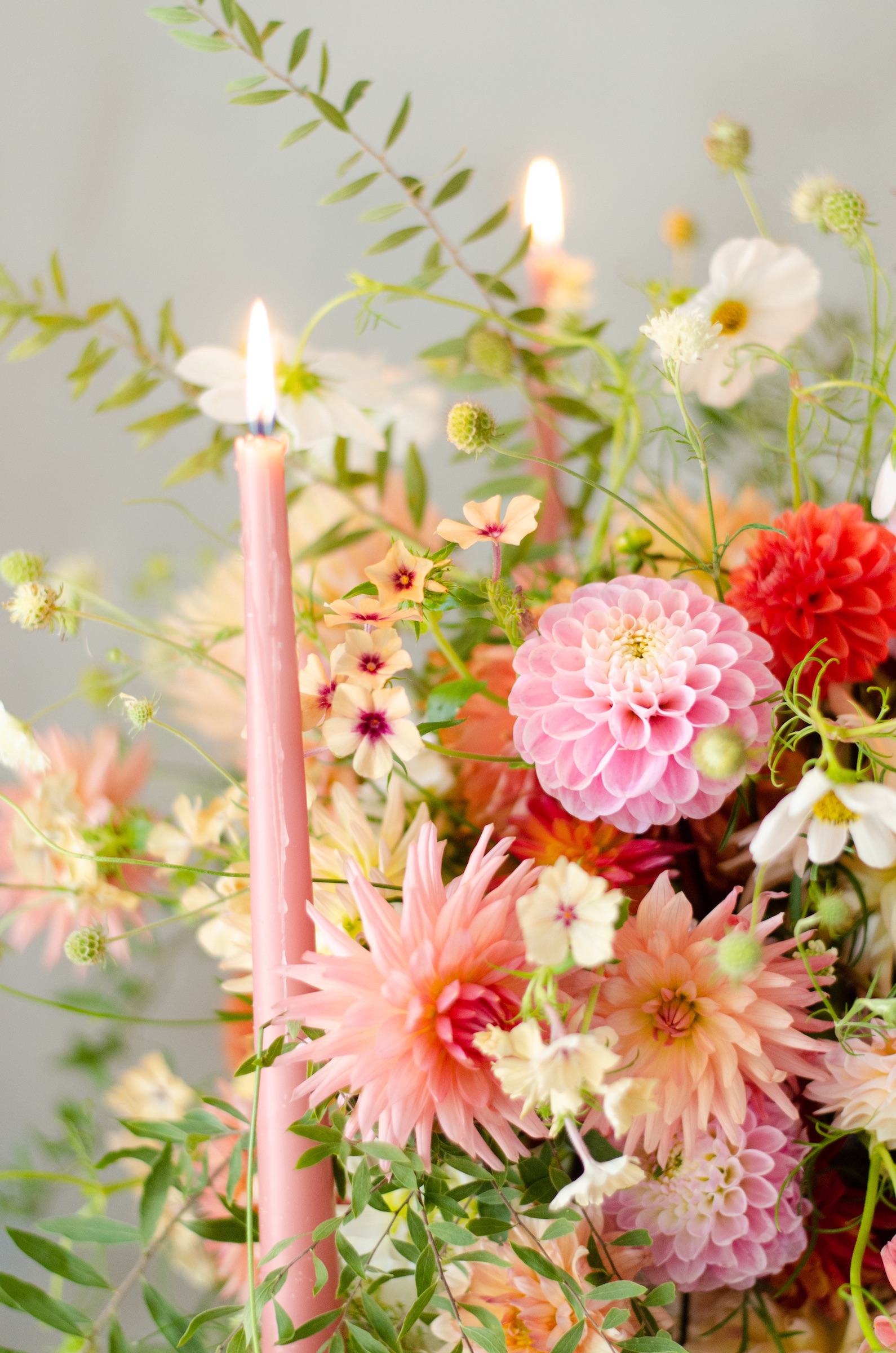 moss covered candelabra flower display