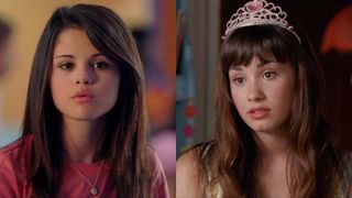 From L to R: Selena Gomez as Carter and Demi Lovato as Princess Rosalinda "Rosie" in Princess Protection Program.