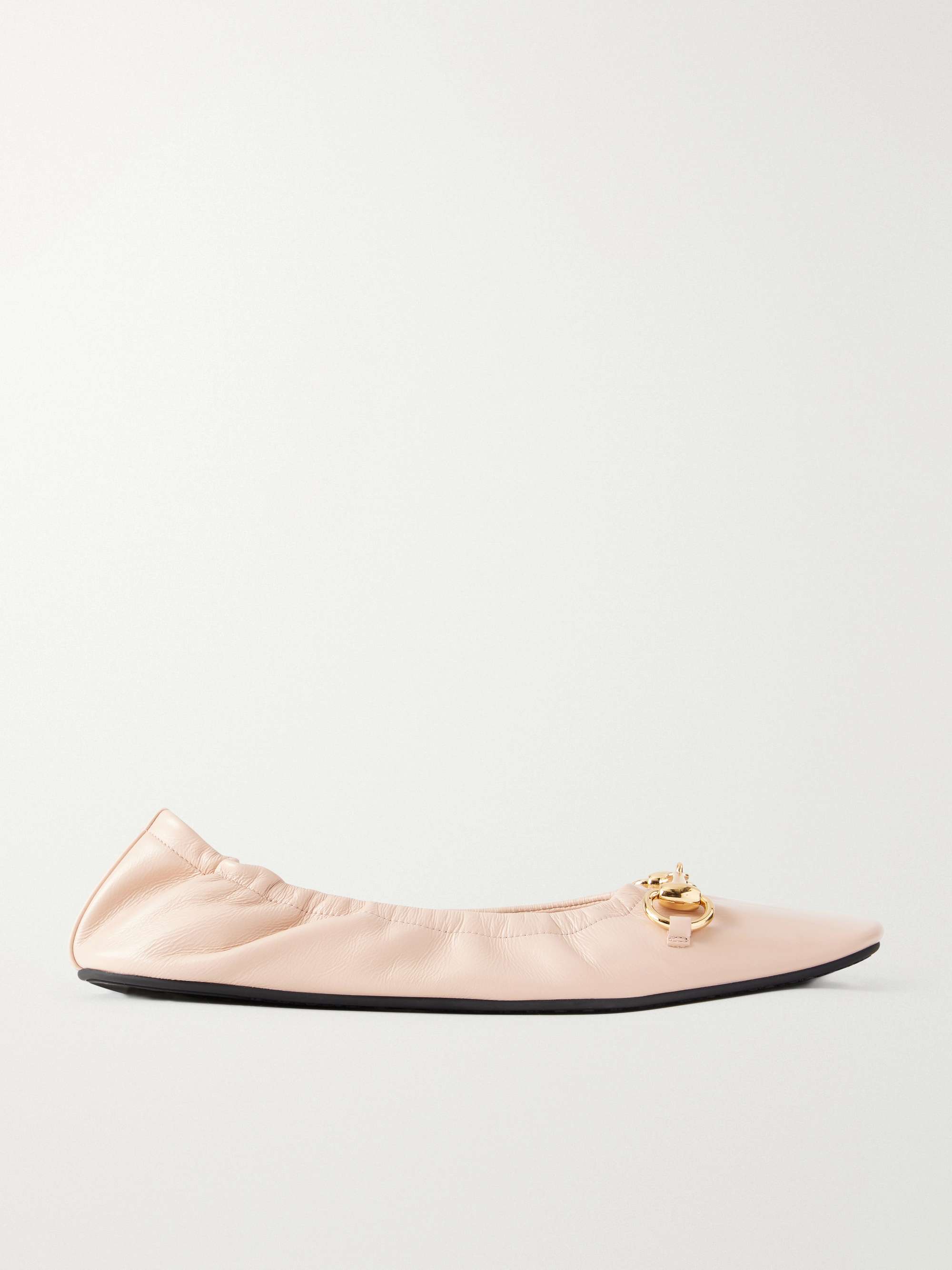 Prima Horsebit-Embellished Leather Ballet Flats