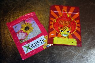Here, packets of K2 or spice are shown Aug. 2, 2015, in East Harlem in New York City. 