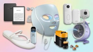 Mother's Day products on rainbow background