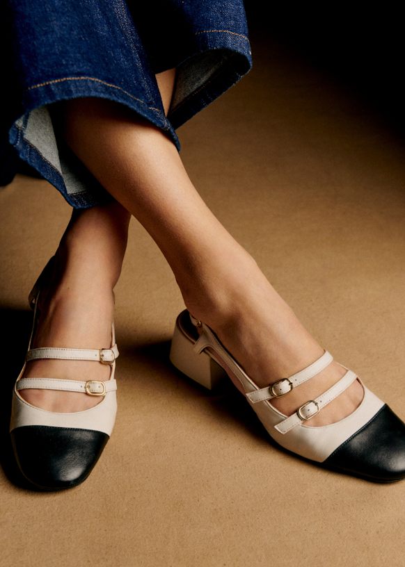 Paula Babies - Ecru / Black - Sheep Leather - Sézane