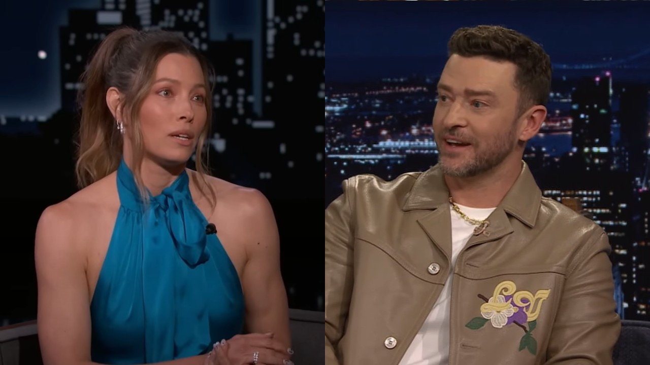 Jessica Biel on Jimmy Kimmel Live/Justin Timberlake on The Tonight Show Starring Jimmy Fallon.