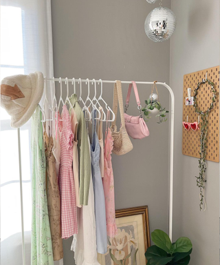 A pastel styled clothing rack