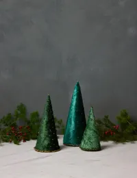 Set of 3 velvet Christmas tree decorations, Lulu and Georgia&nbsp;