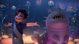 Elio and Glordon looking in awe of Communiverse in Elio movie 