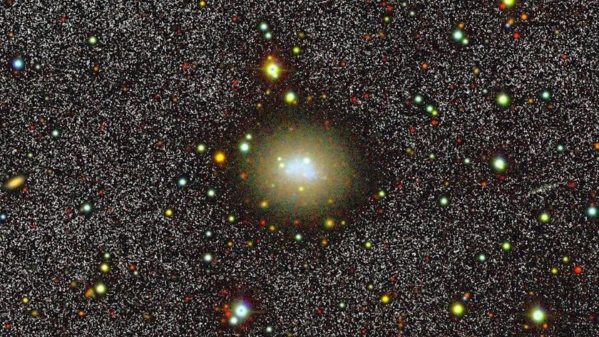 a noisy image of a distant galaxy