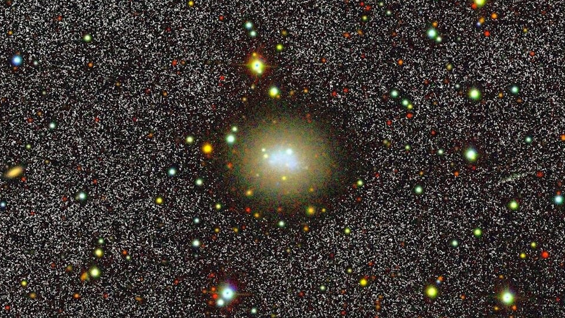 a noisy image of a distant galaxy