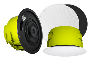 The SoundTube ceiling speakers in green.