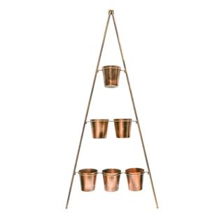 Gold Metal Wall Plant Stand with Planters