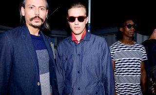 Male models wearing the Oliver Spencer S/S 2015 collection. The denim and navy is very indicative in this collection with all three models wearing navy.