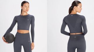 MP Shape Seamless Long Sleeve Crop Top in graphite