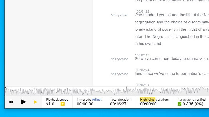 Sound is automatically synced in the editor with the transcript