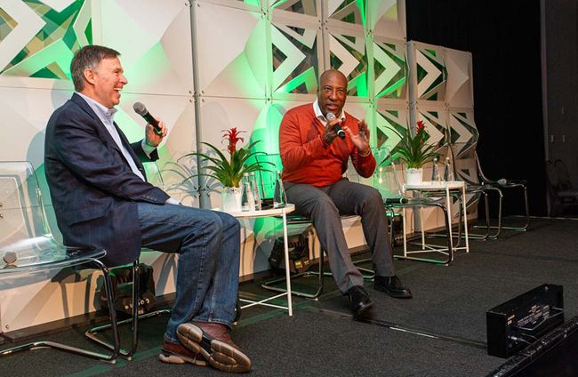 Tim Hanlon and Byron Allen at the 2022 Next TV Summit L.A. 