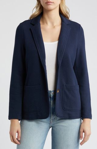 Lässiger marineblauer Strickblazer