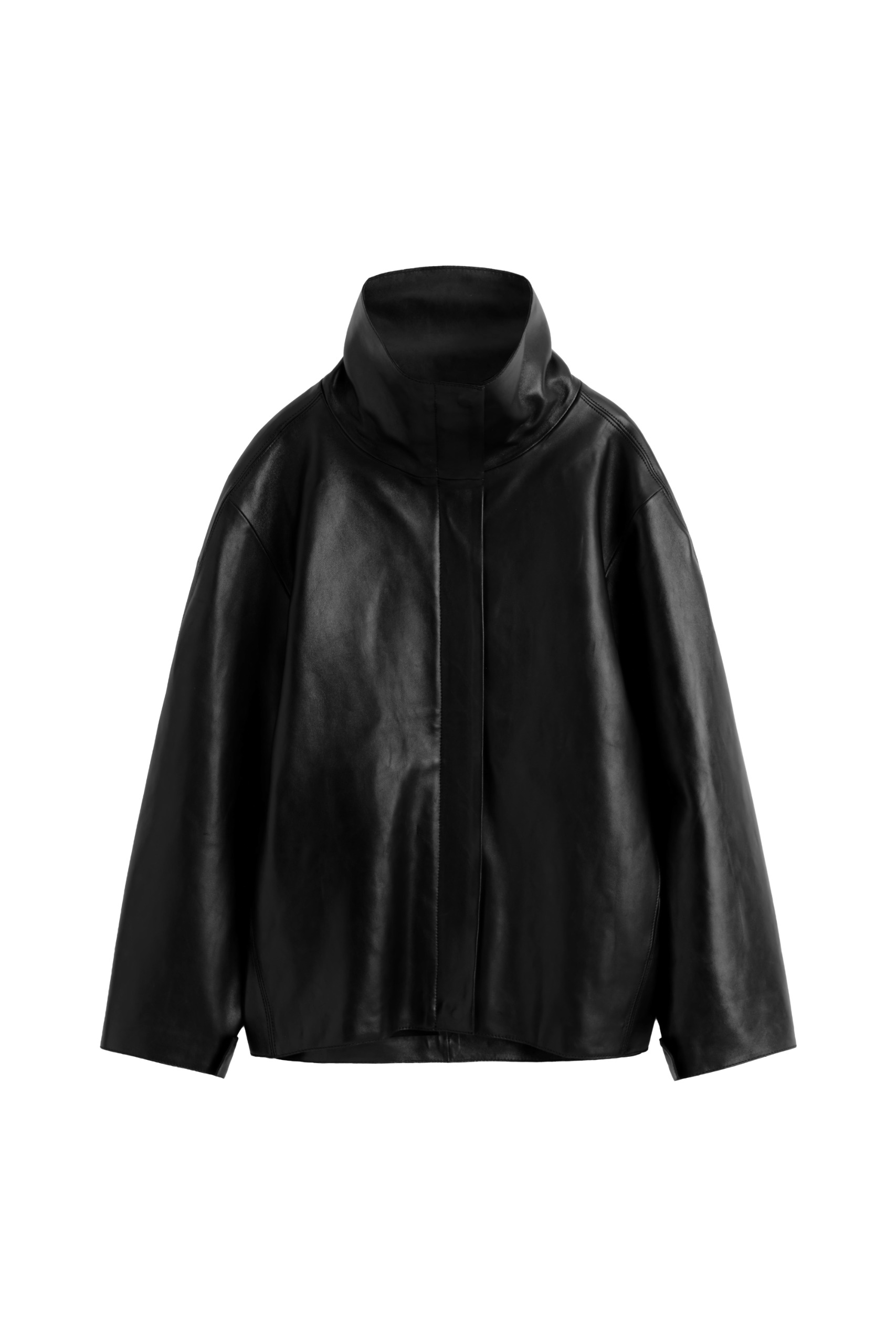 COS LEATHER FUNNEL NECK JACKET
