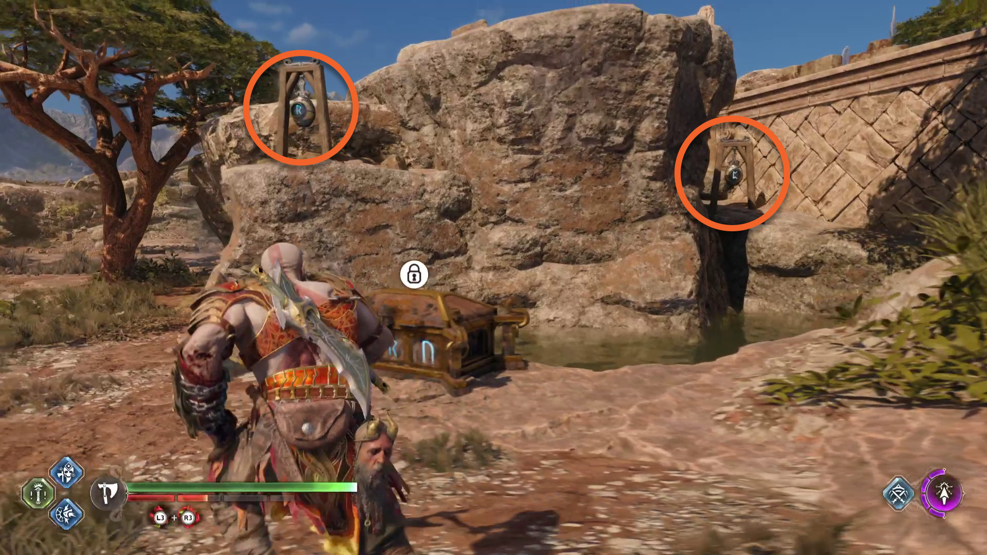 God of War Ragnarok runic Nornir chests in the Vanaheim crater area