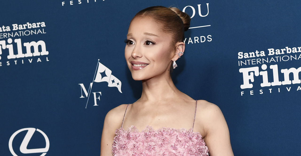 Ariana Grande attends the 40th Annual Santa Barbara International Film Festival: Virtuosos Award held at The Arlington Theatre on February 9, 2025 in Santa Barbara, California wearing a ruffled skirt