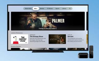 A TV open to Apple's TV app, one of the best Apple TV apps, showing the TV+ section