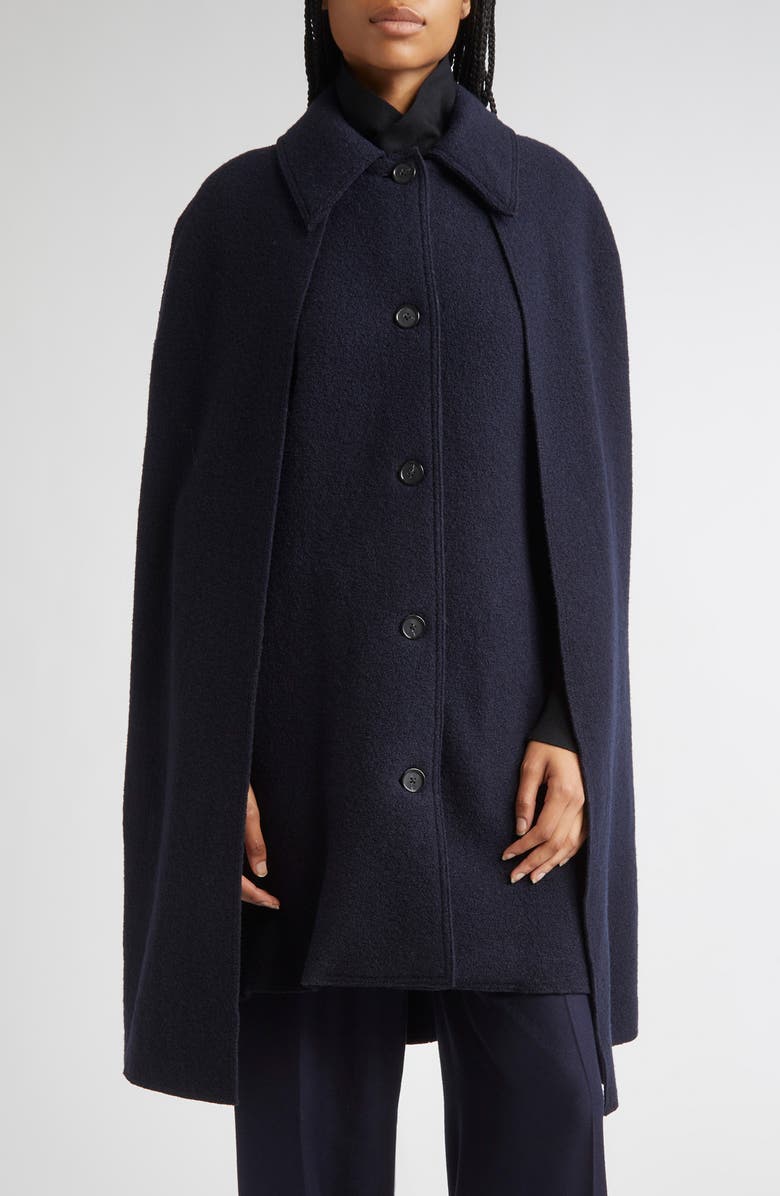 Wool Boucl&eacute; Cape Coat